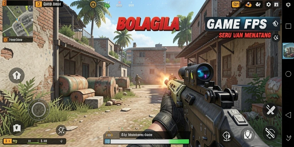 Gameplay seru di BOLAGILA dengan aksi menembak yang mendebarkan.
