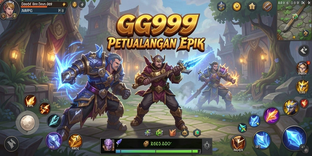 Screenshot menunjukkan aksi seru dalam pertempuran ARPG GG999.