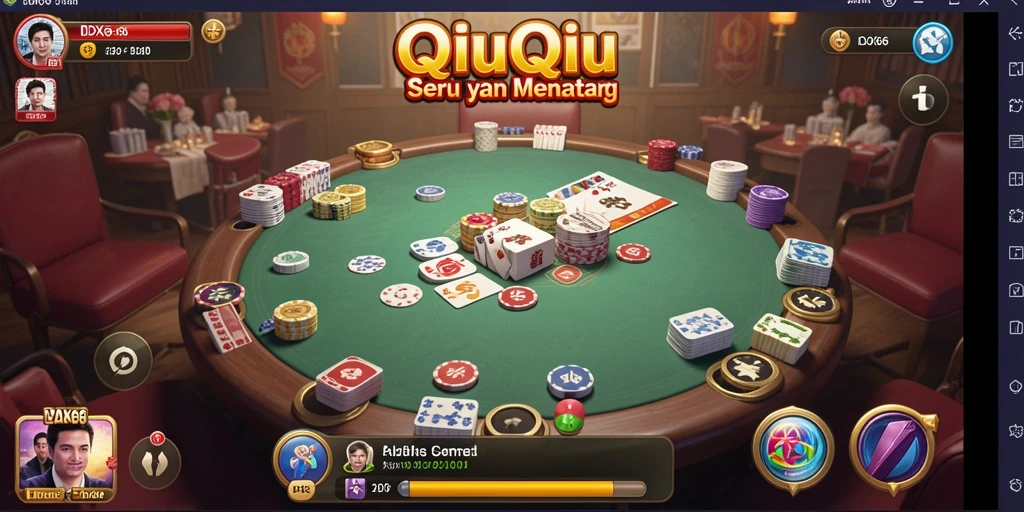 Tampilan gameplay QiuQiu yang seru dan mendebarkan.