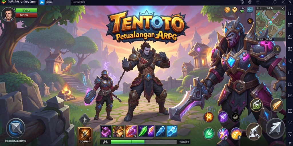 Screenshot utama gameplay TENTOTO menampilkan pertempuran seru dan karakter yang beraksi.